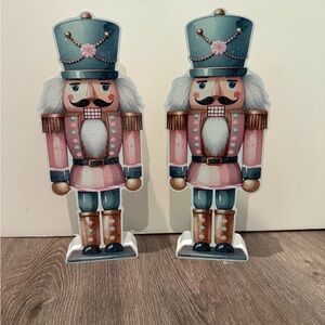 Pretty Pastel Wooden Nutcracker Figures- Set of 2- NWT